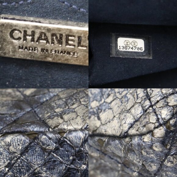 Chanel Blue/Silver Quilted Python Reissue 2.55 Classic Flap Bag 13874706 - Picture 15 of 15